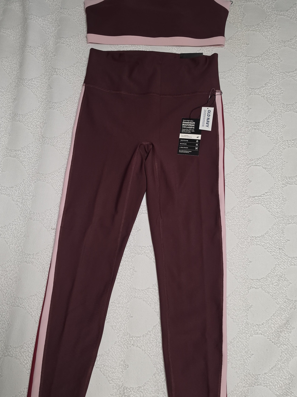 Old Navy Maroon Leggings with Light Pink Side Panels
